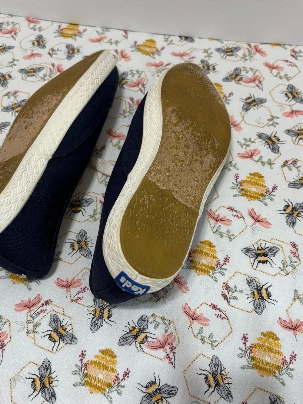 kate spade collaboration with Keds Navy Canvas Sneakers with Cream Accents